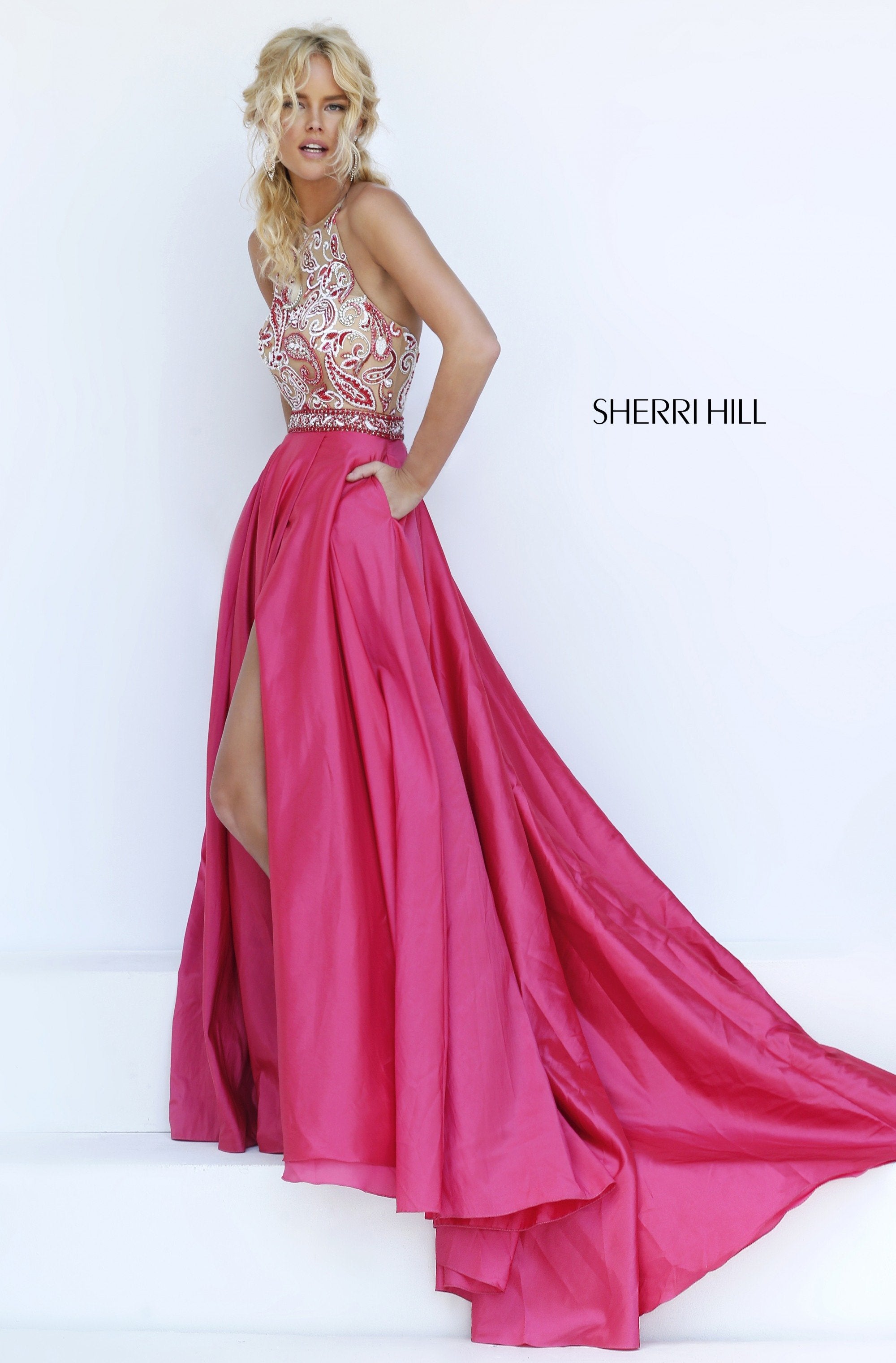 Sherri Hill Dress 55466 - Halter Neckline, Long Fitted Silhouette main image 1