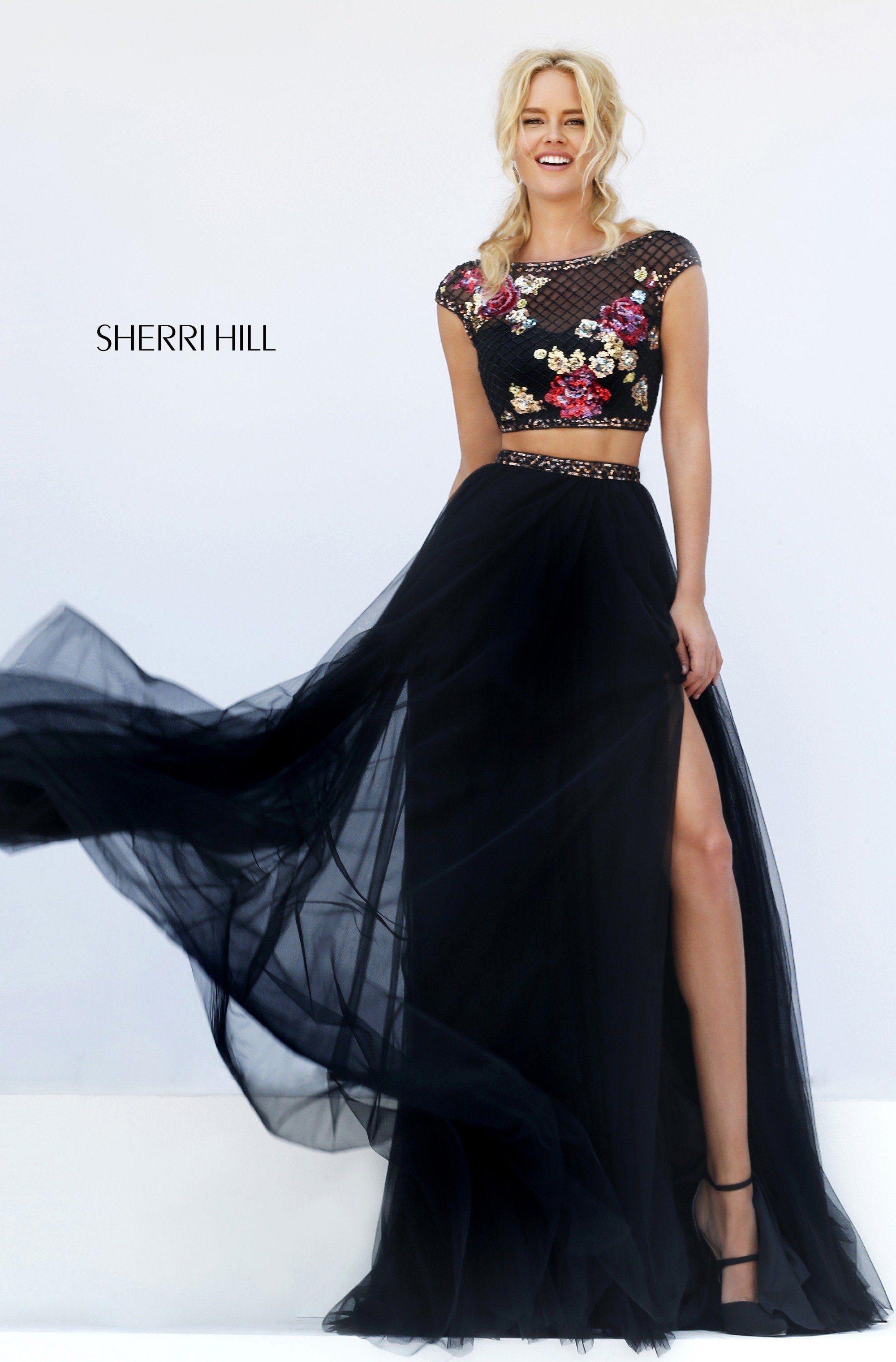 Sherri Hill - 53236 Two Piece Stretch Glitter Off-Shoulder Short Dress