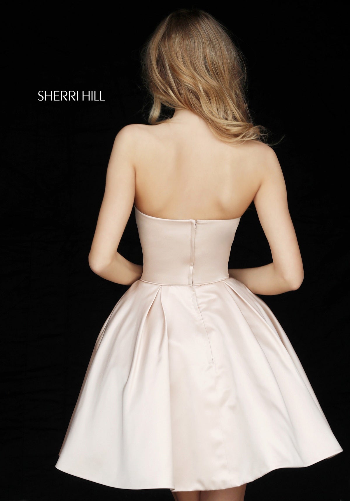 Sherri Hill 51390 strapless taffeta cocktail A-line skirt