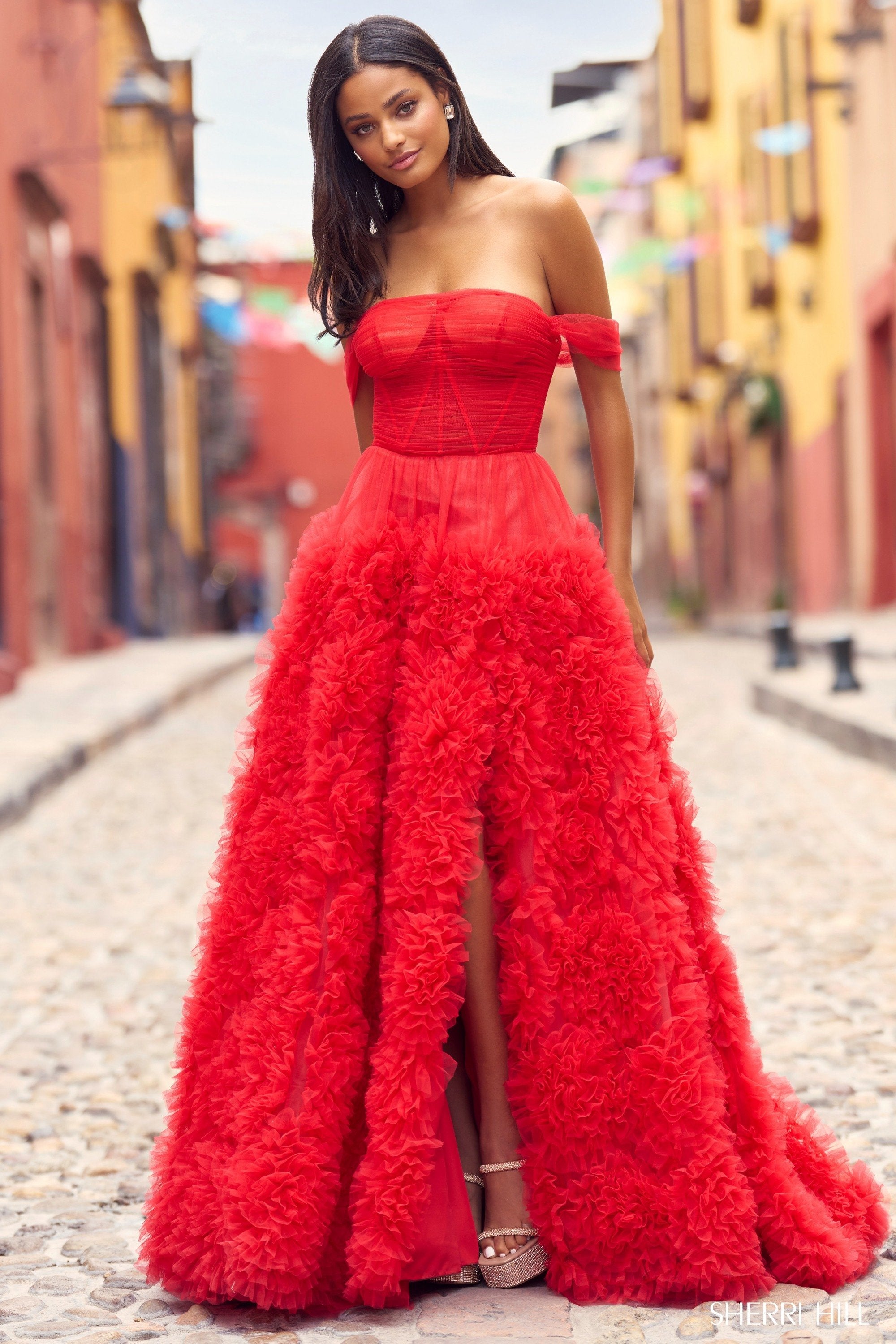 sherri hill long sleeve red dress Buy dress style № 55324 designed by SherriHill