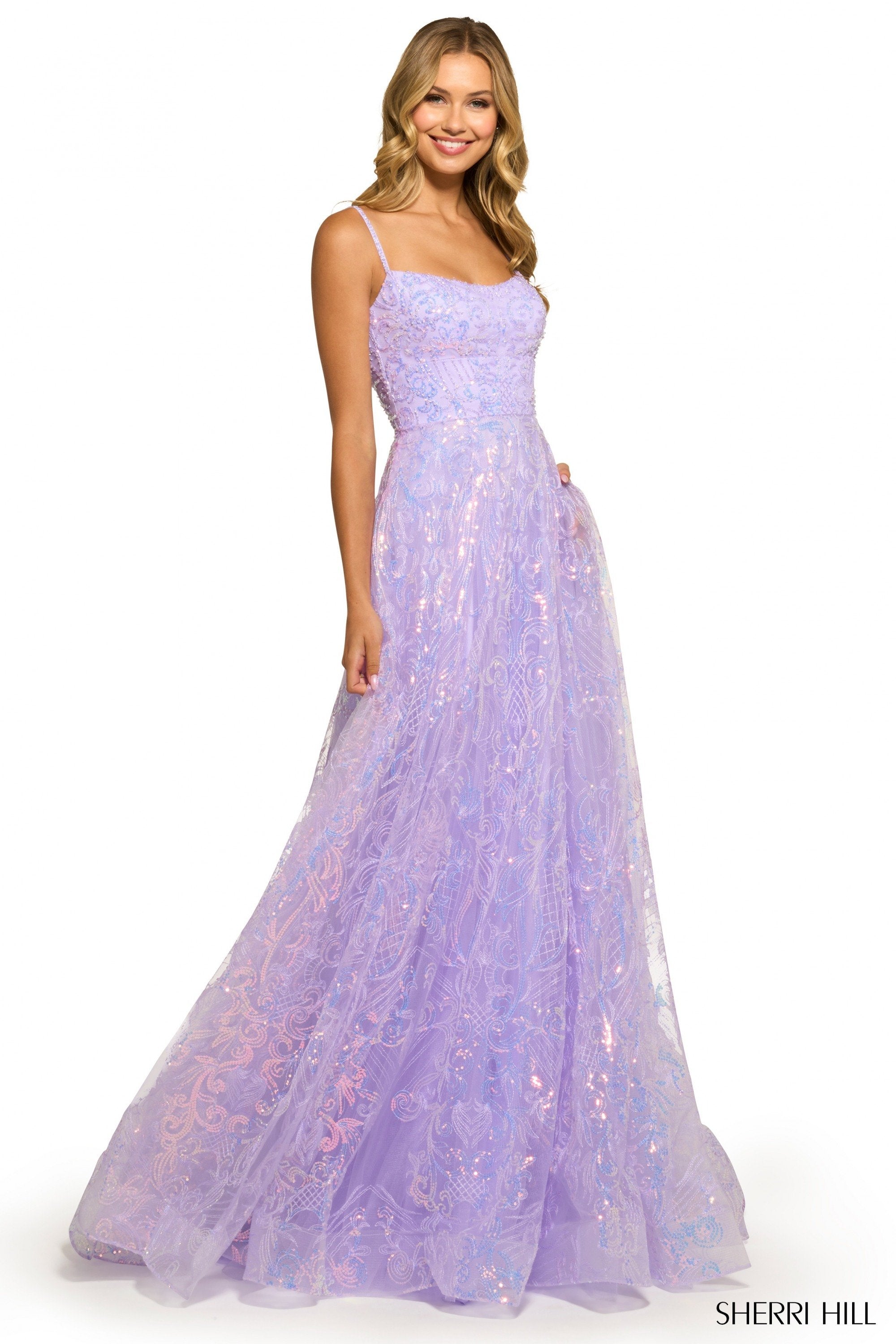 fitted lace wedding dress Sherri Hill 55418 6 main image 1