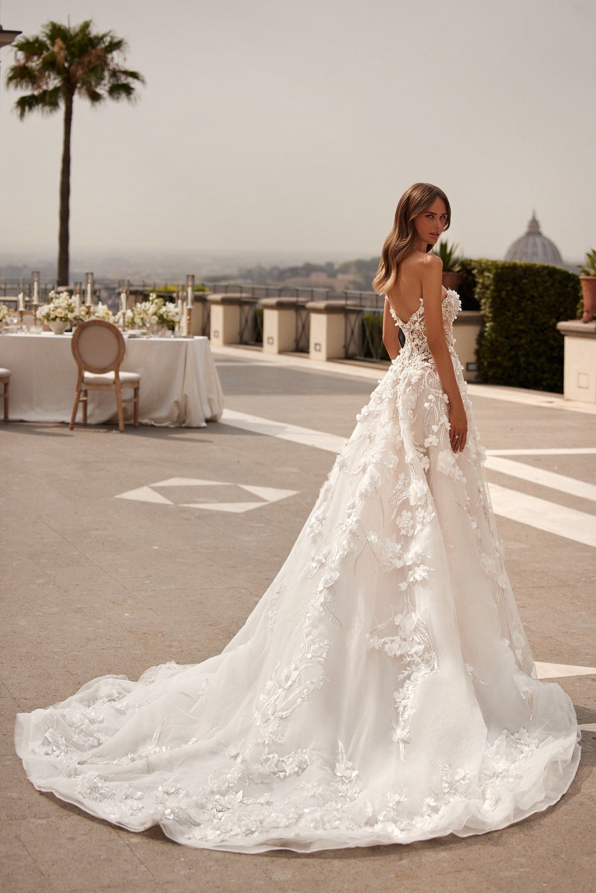 Sherri Hill 81092 3D floral fit-and-flare wedding dress