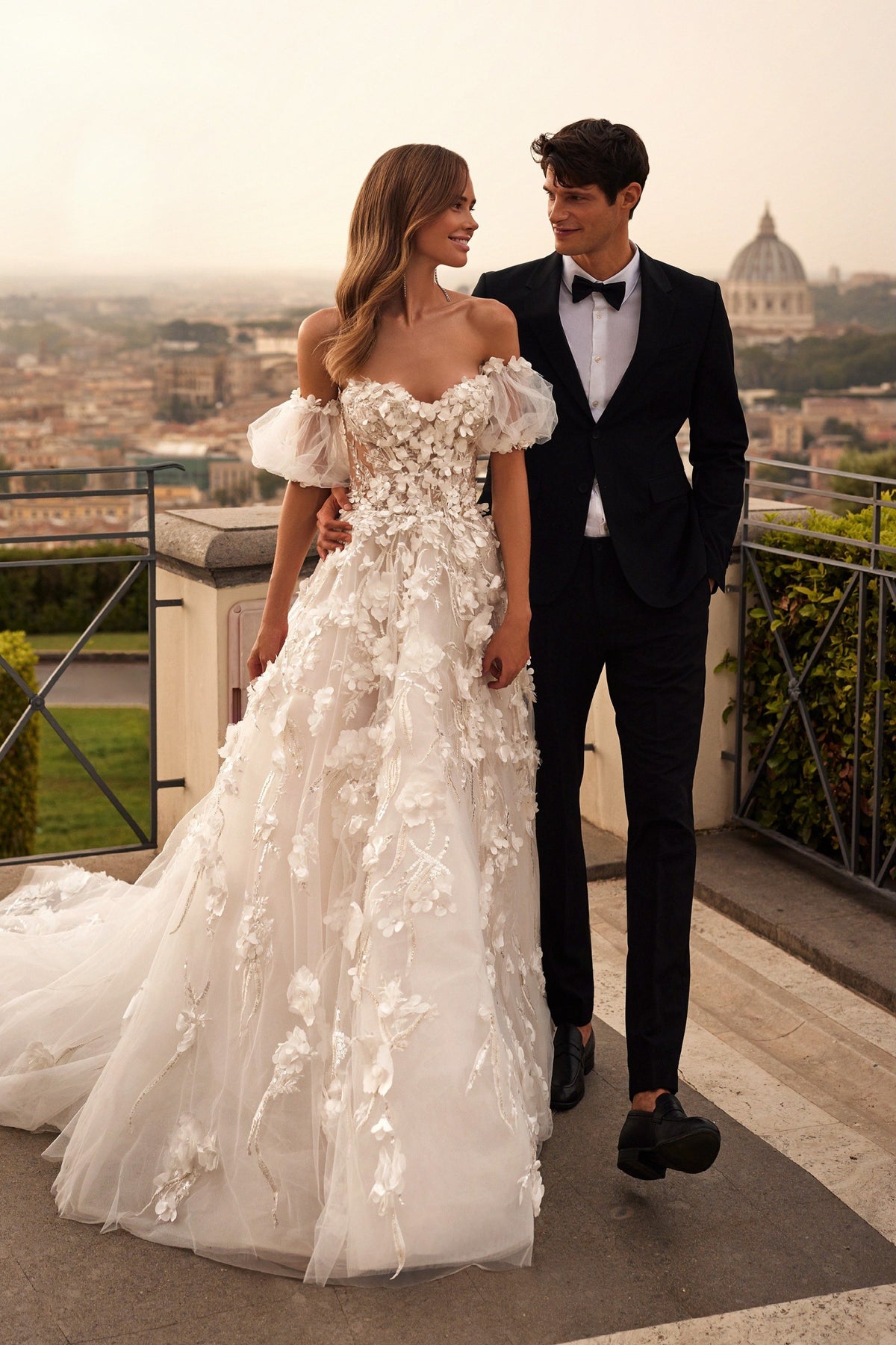 Sherri Hill 81092 3D floral fit-and-flare wedding dress