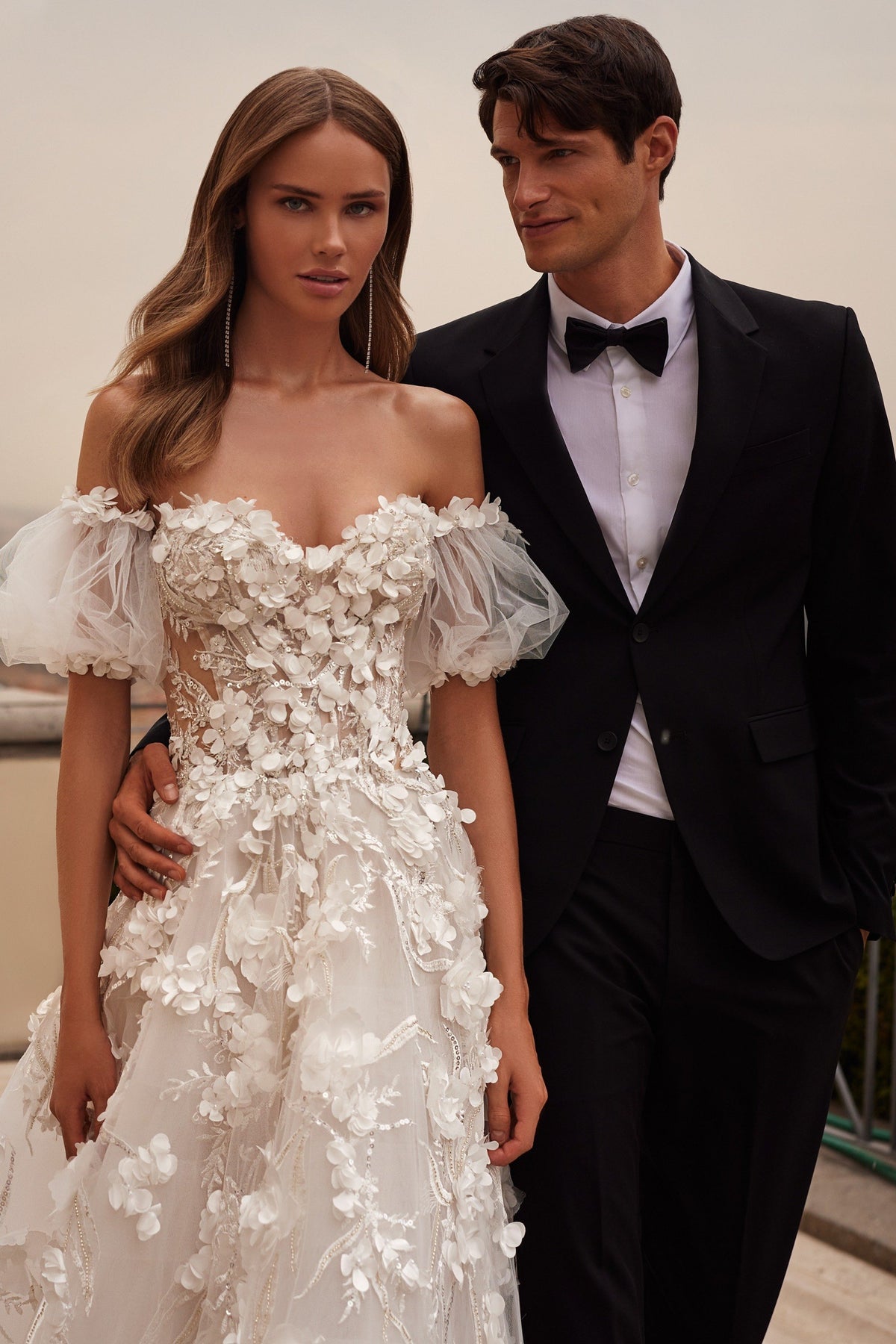 Sherri Hill 81092 3D floral fit-and-flare wedding dress