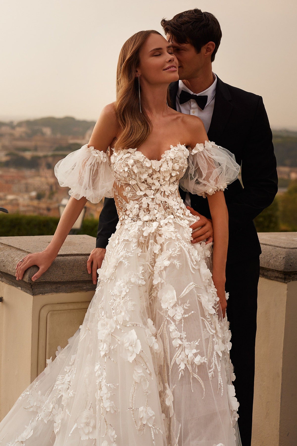 Sherri Hill 81092 3D floral fit-and-flare wedding dress