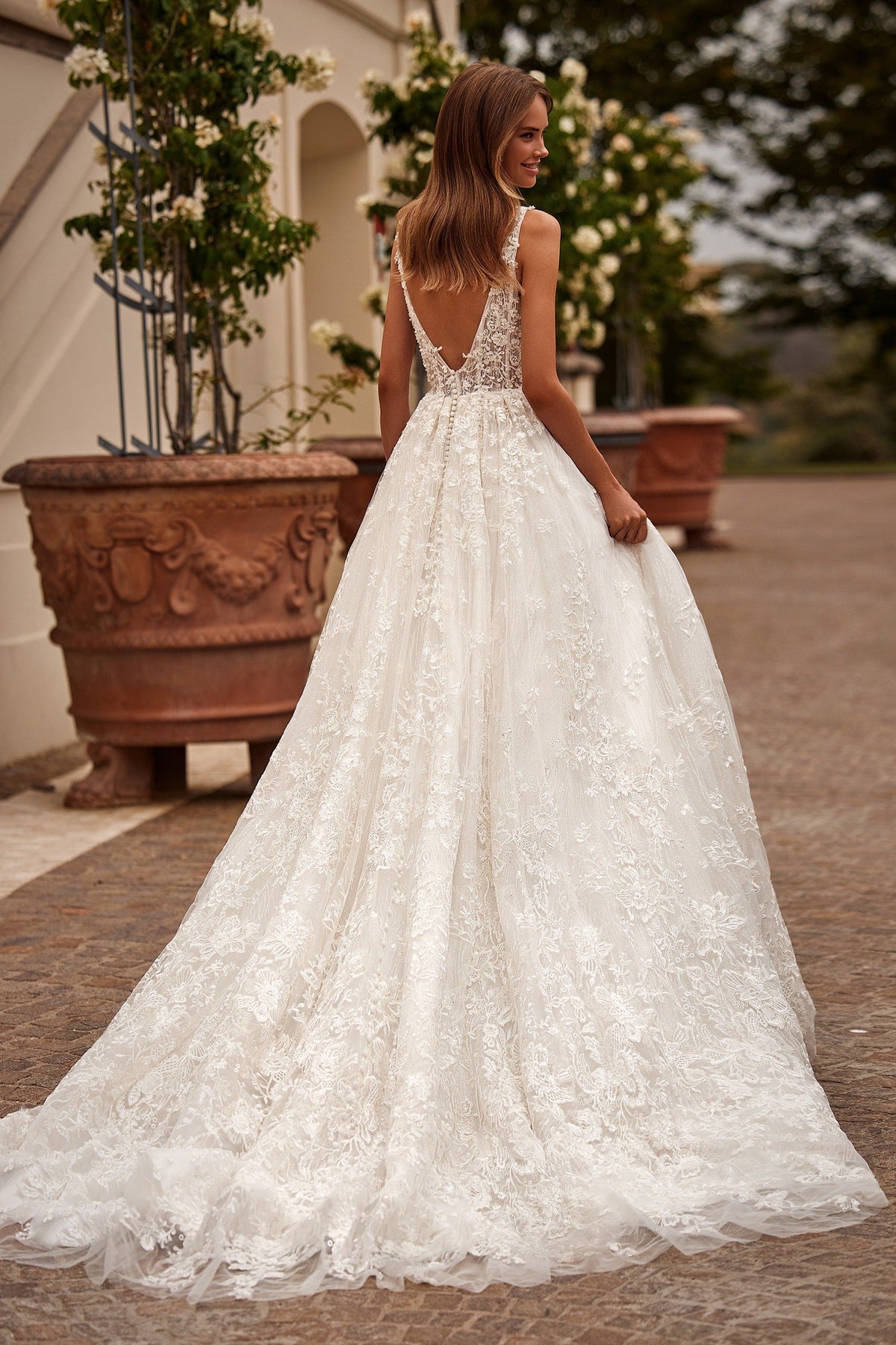 Sherri Hill 81106 open-back tulle ball gown wedding dress