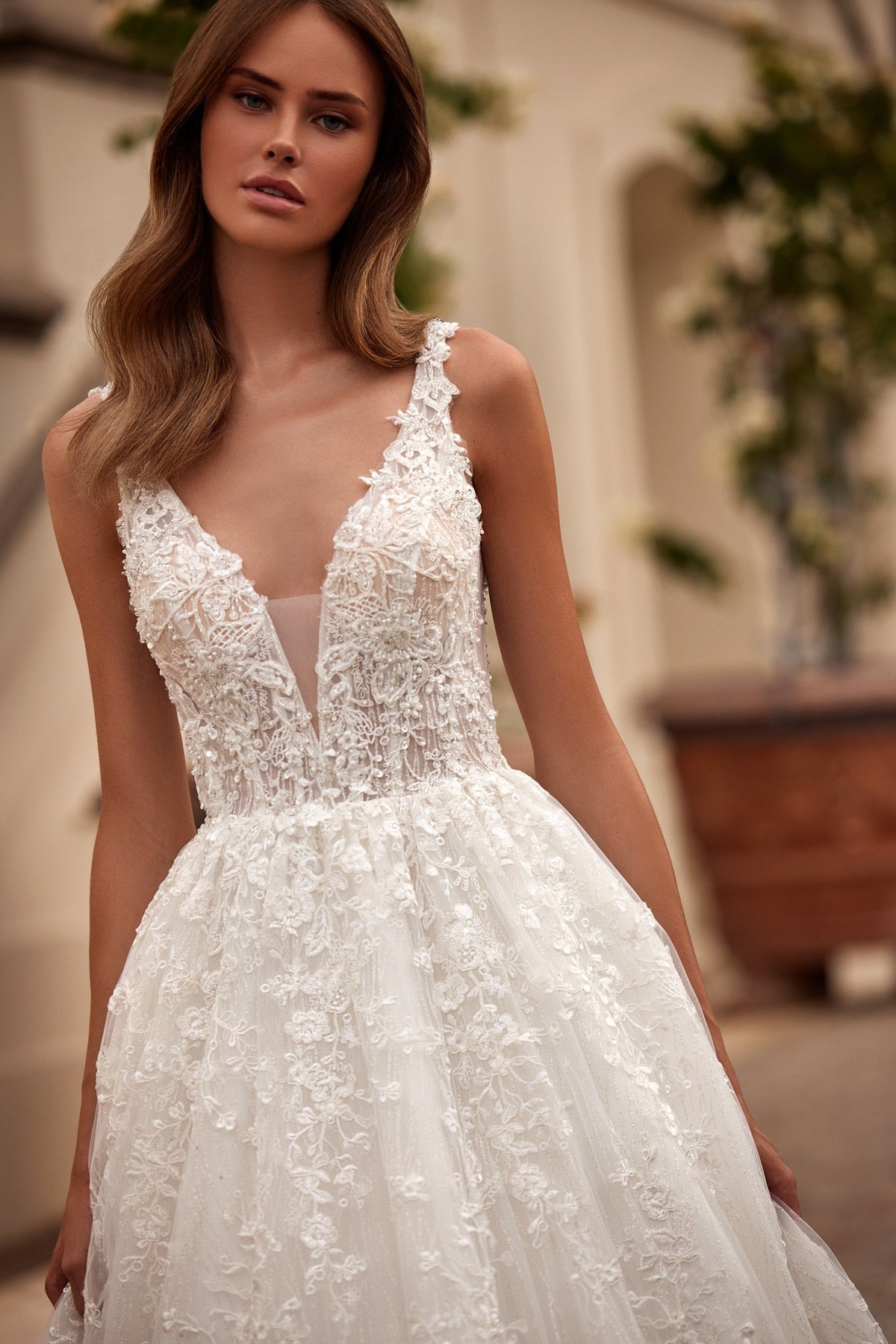 Sherri Hill 81106 open-back tulle ball gown wedding dress
