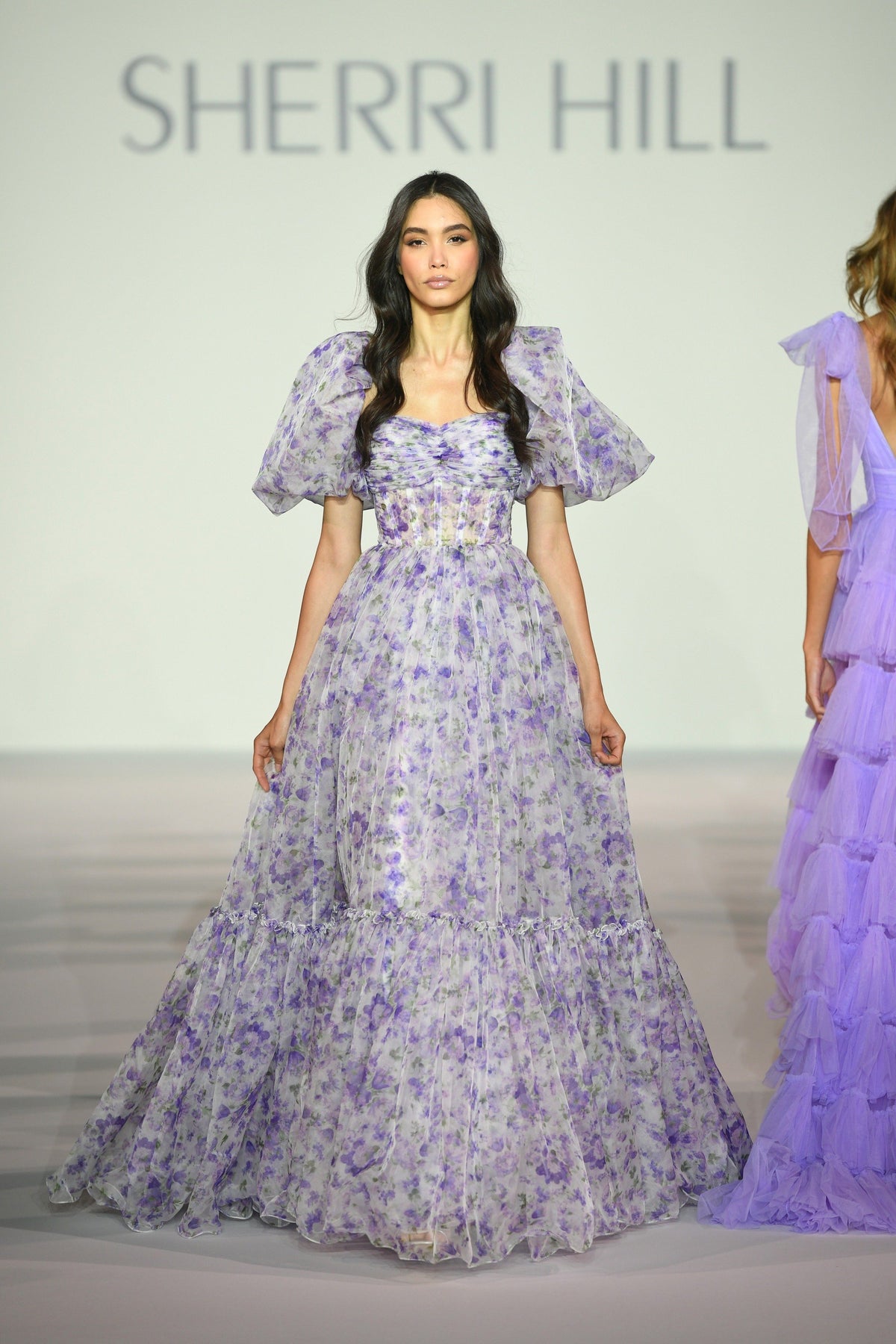 Sherri Hill 56381 organza floral print ball gown