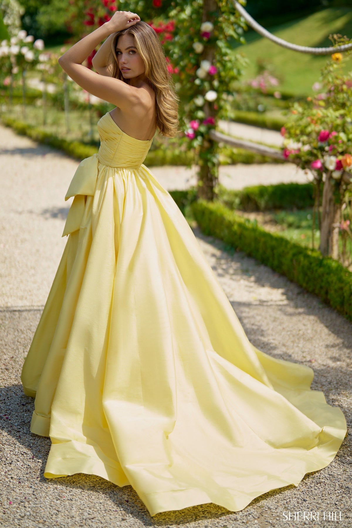 Sherri Hill 56872 one shoulder A-line with skirt slit