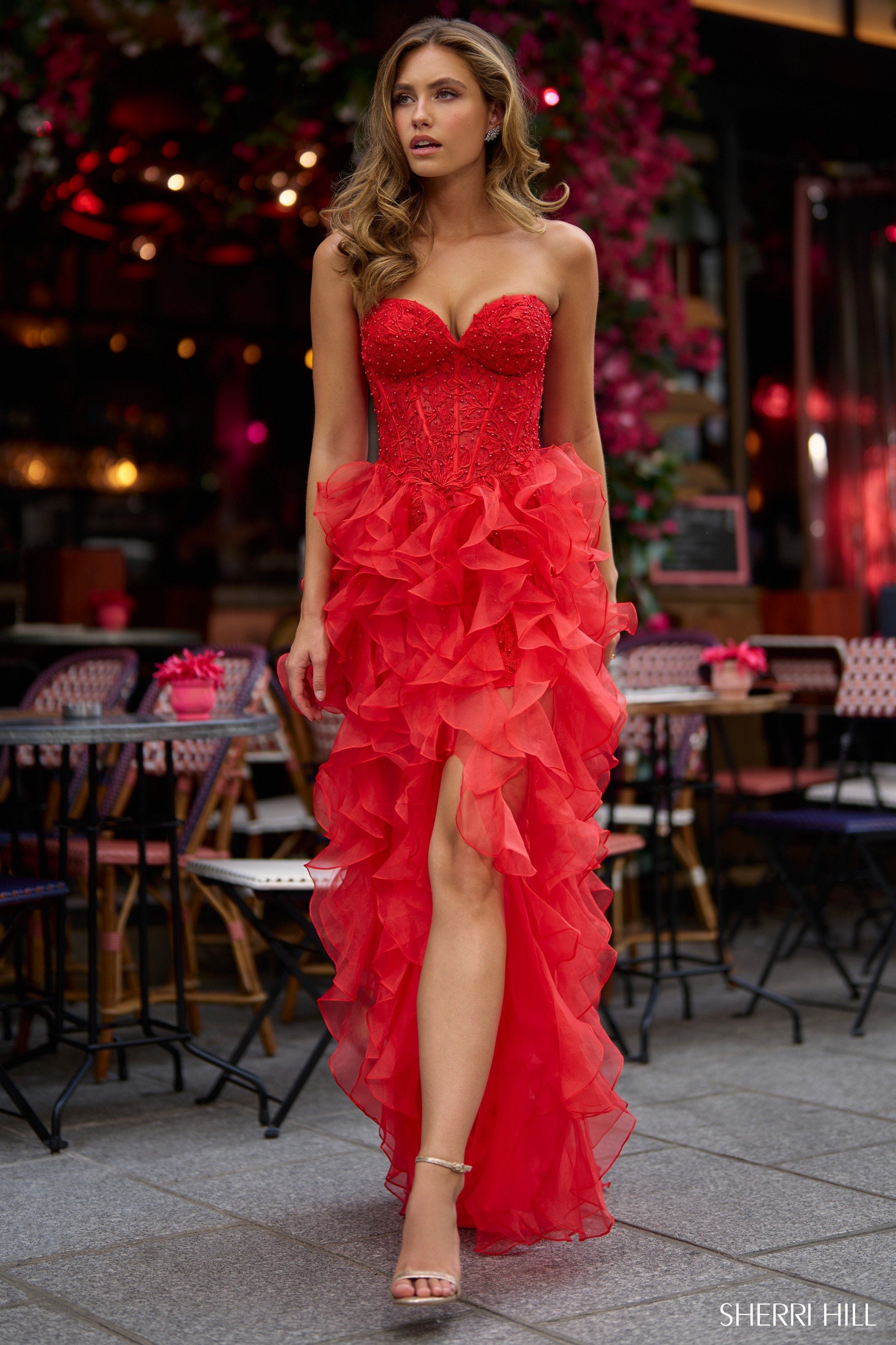 red lace sherri hill dress Sherri Hill 55682