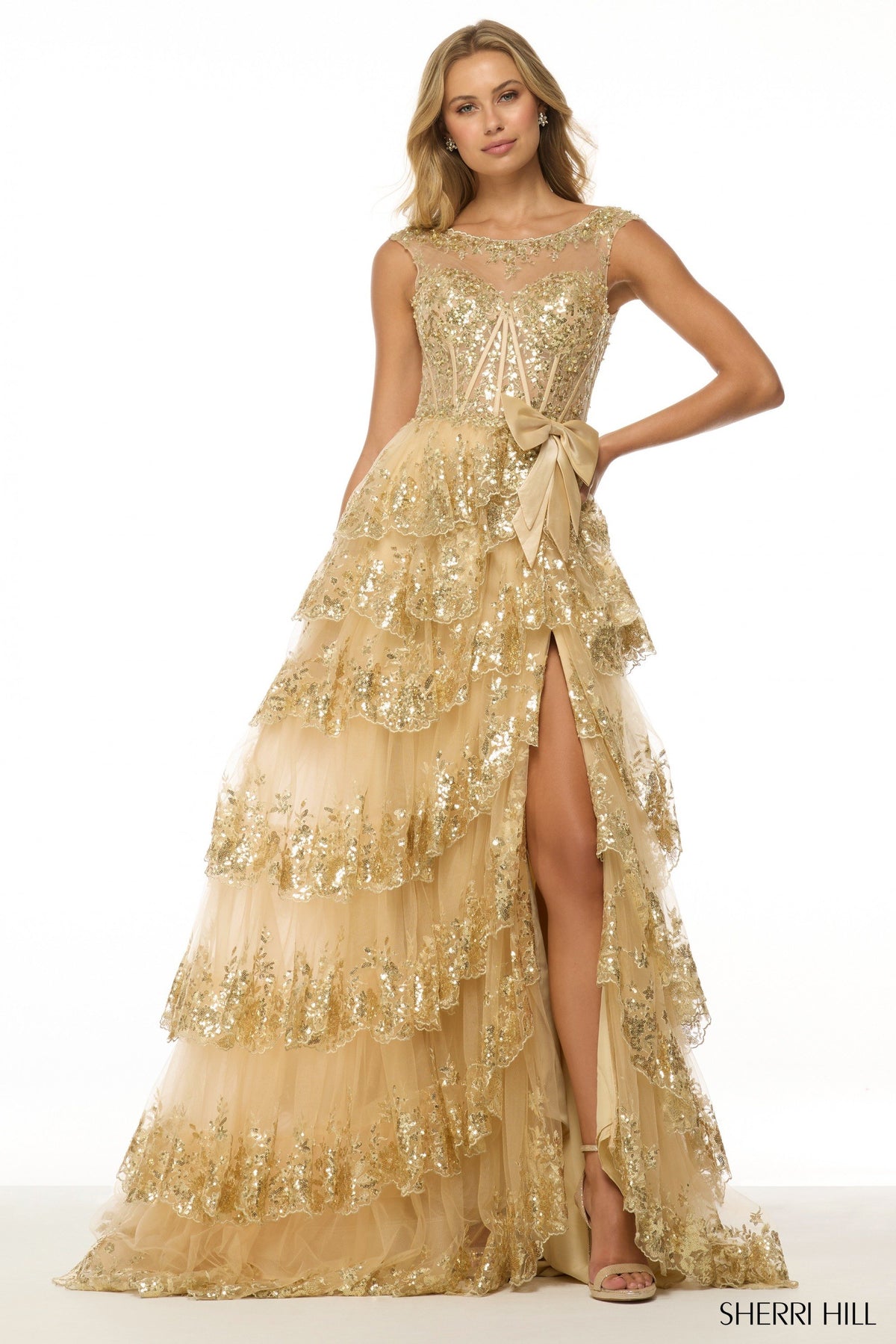 Sherri Hill 57000 high neck sequin ballgown