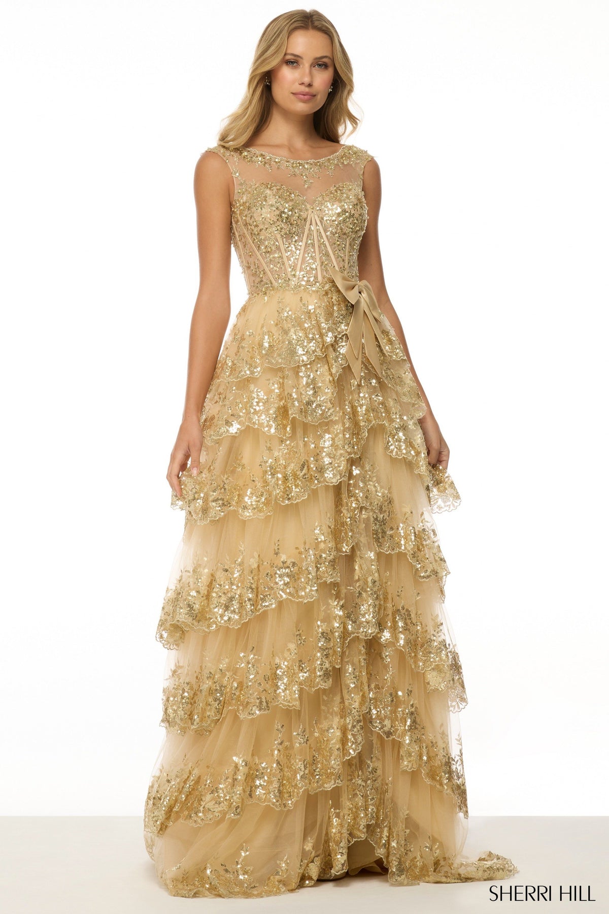 Sherri Hill 57000 high neck sequin ballgown