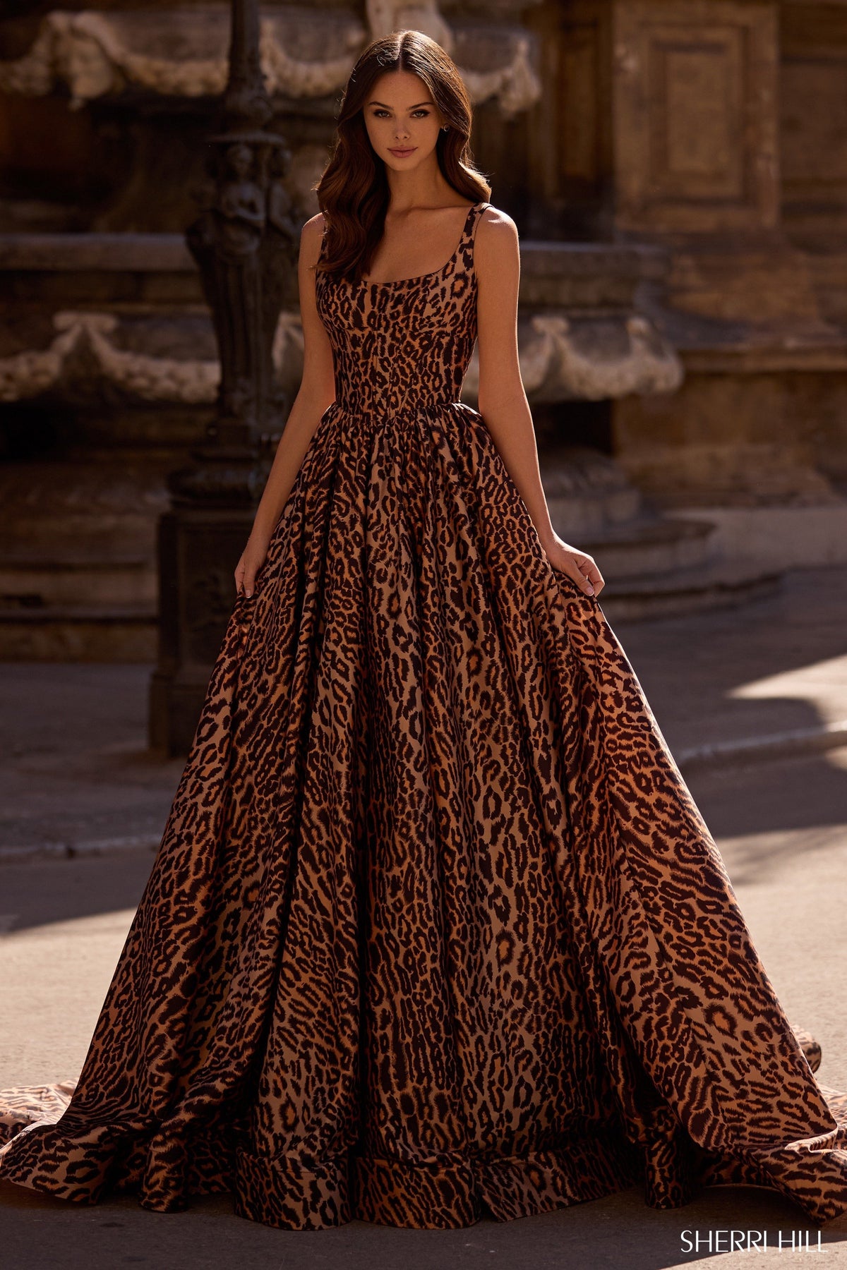 Sherri Hill 57472 cheetah print gown