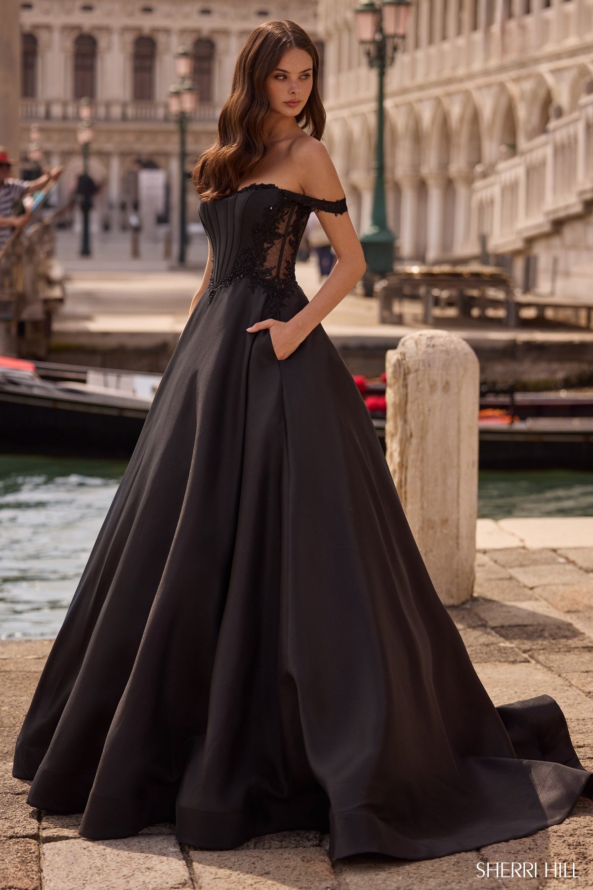 Sherri Hill 57517 off the shoulder ballgown