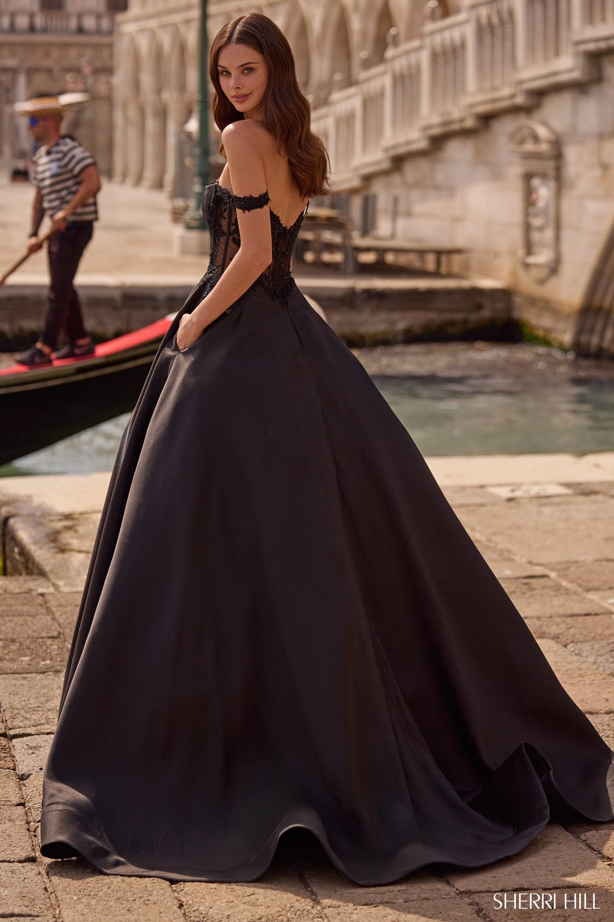 Sherri Hill 57517 off the shoulder ballgown