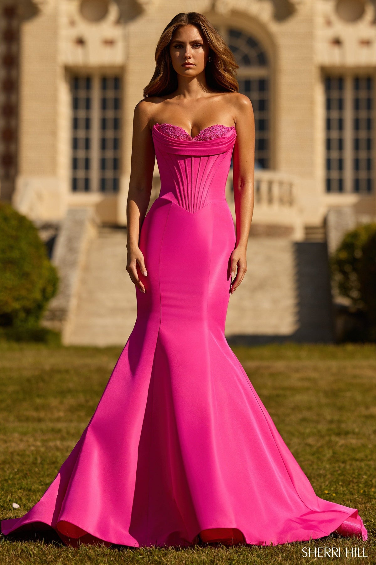 Sherri Hill 57626 strapless mermaid gown