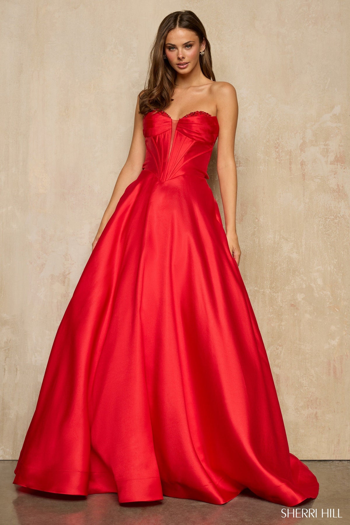 Sherri Hill 57704 strapless V neck ballgown