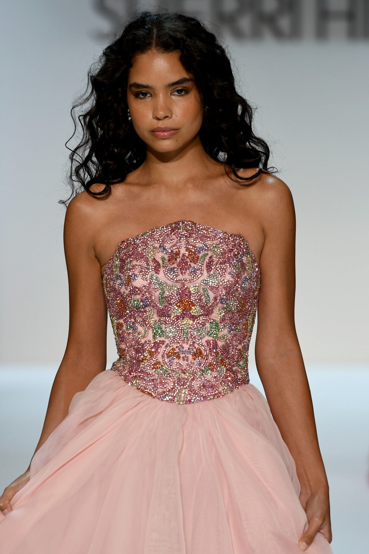 Sherri Hill 67338 strapless beaded chiffon ballgown