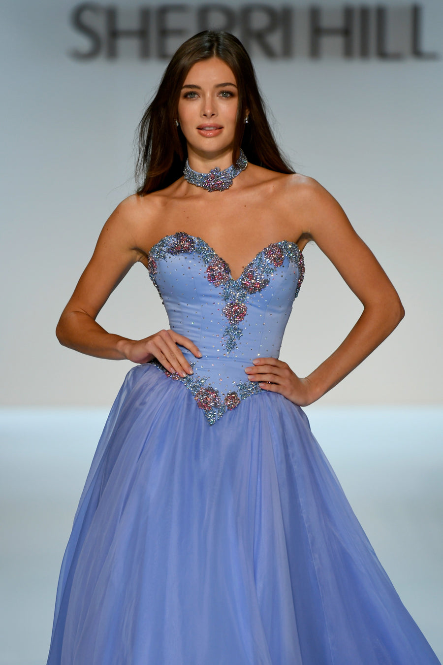 Sherri Hill style 46406 in ivory, Strapless Couture Ballgown with Choker