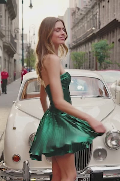 Sherri Hill 56533 metallic strapless corset cocktail dress video