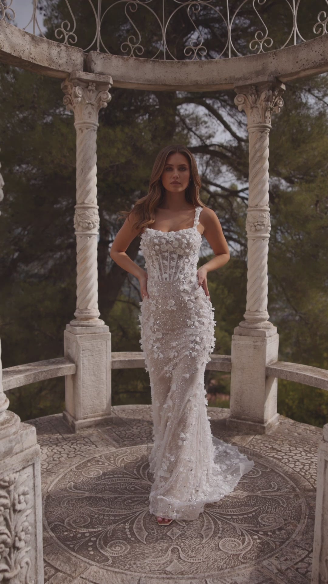 Sherri Hill 57072 fitted 3D flower lace gown video