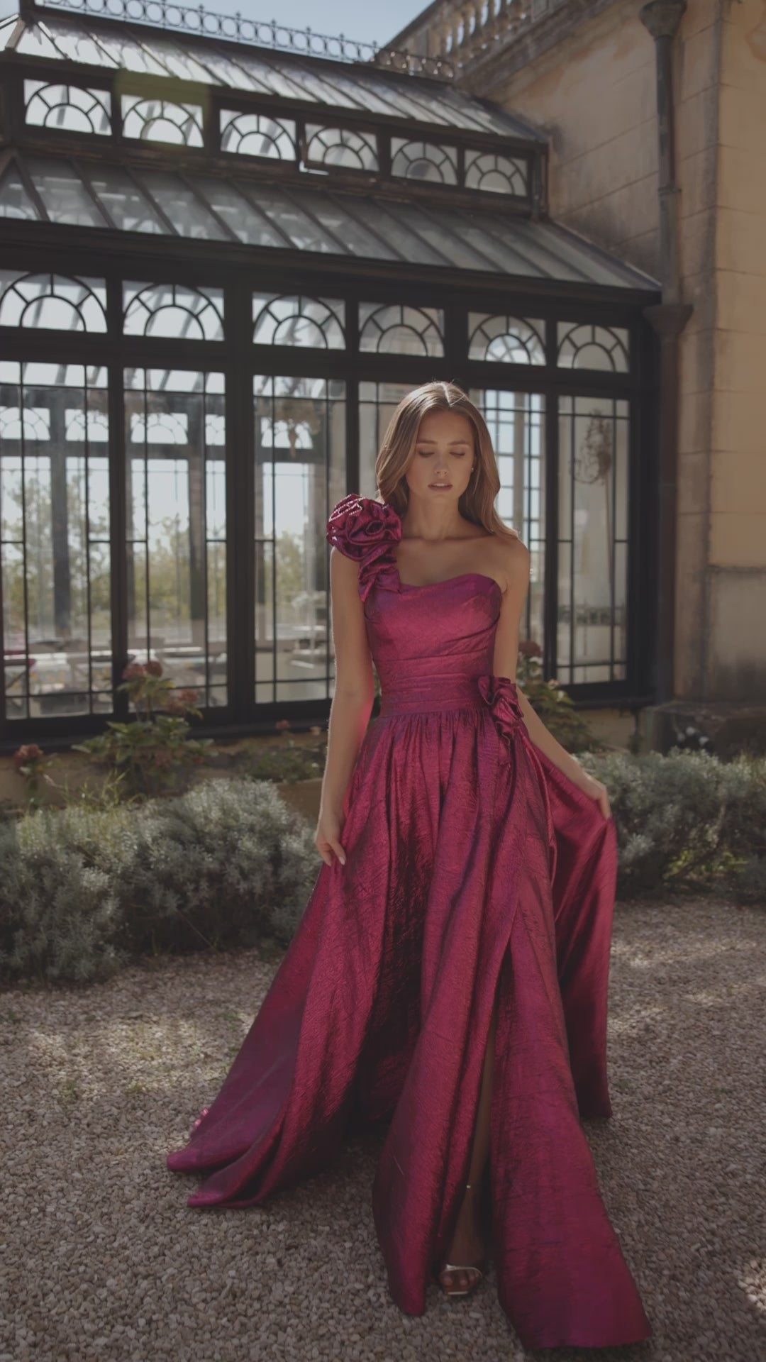 Sherri Hill 57090 one shoulder brocade A-line gown video