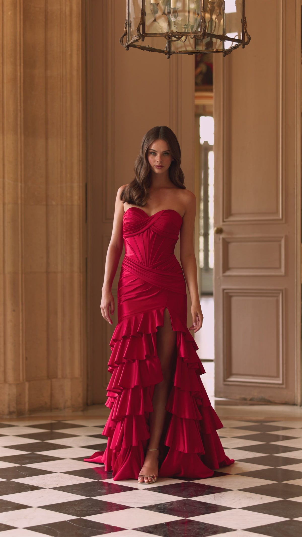 Sherri Hill 57638 strapless stretch satin mermaid gown video