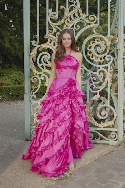 Sherri Hill 56258 charmeuse high neckline ball gown video
