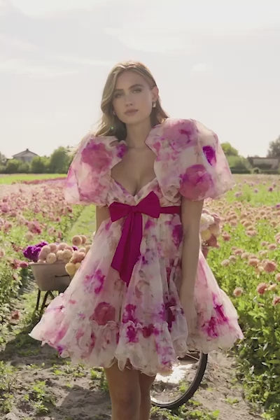 Sherri Hill 56384 organza print baby doll cocktail dress video