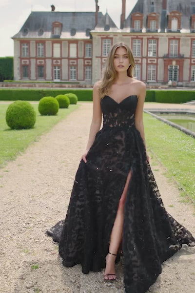 Sherri Hill style 56705 in black, Strapless Ballgown