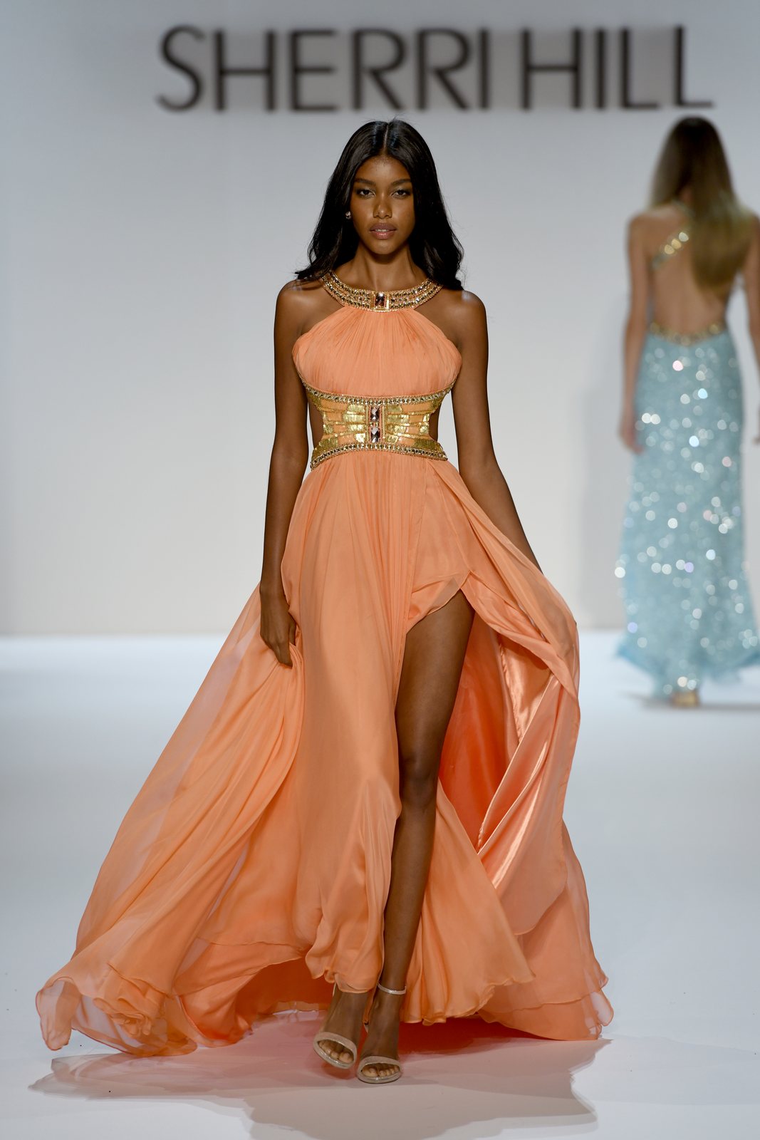 Sherri Hill style 58740 on the Spring 2027 runway at New York Fashion Week