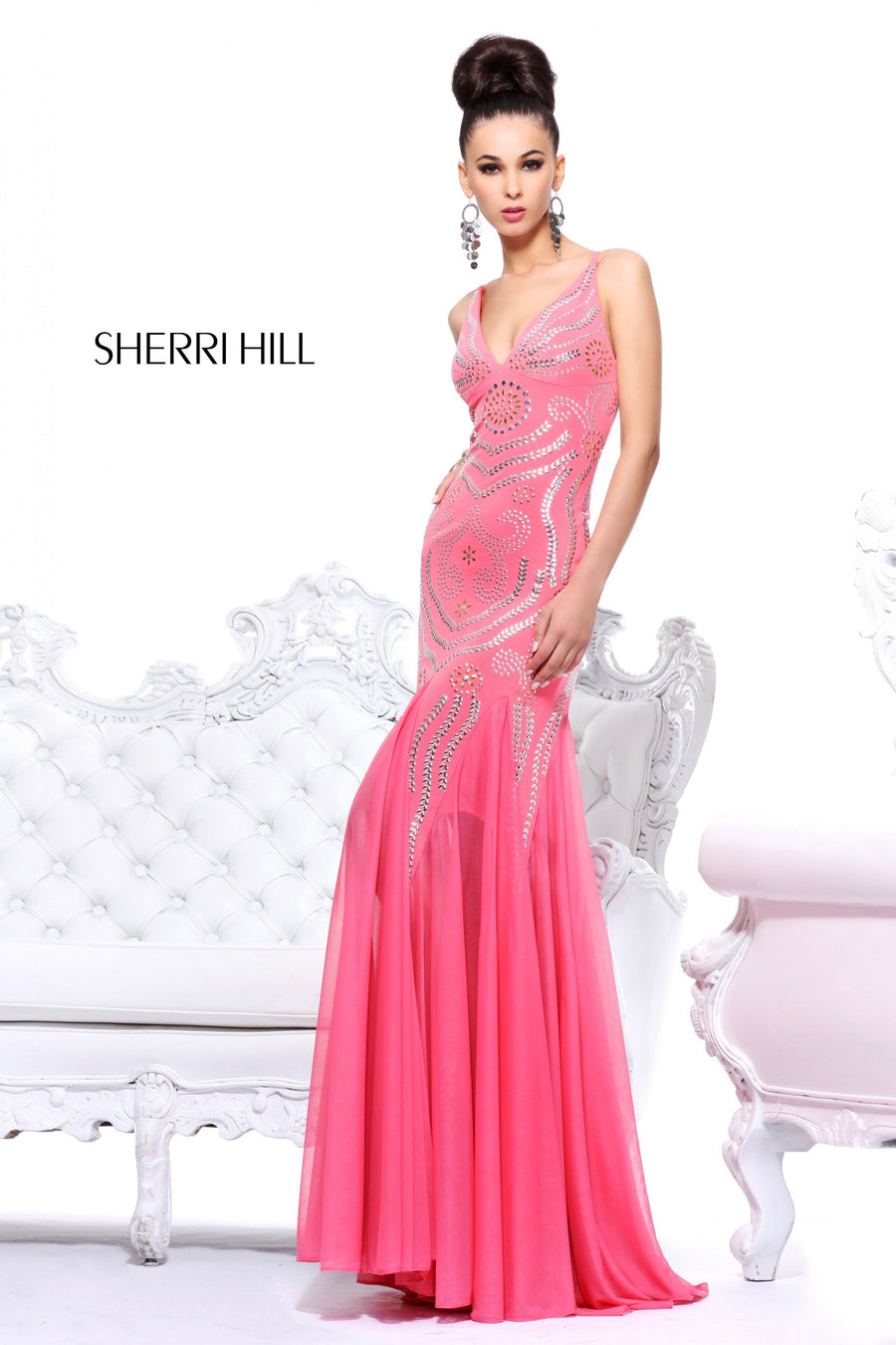 Sherri Hill style 1605 in black, One-Shoulder Beaded Mermaid Gown