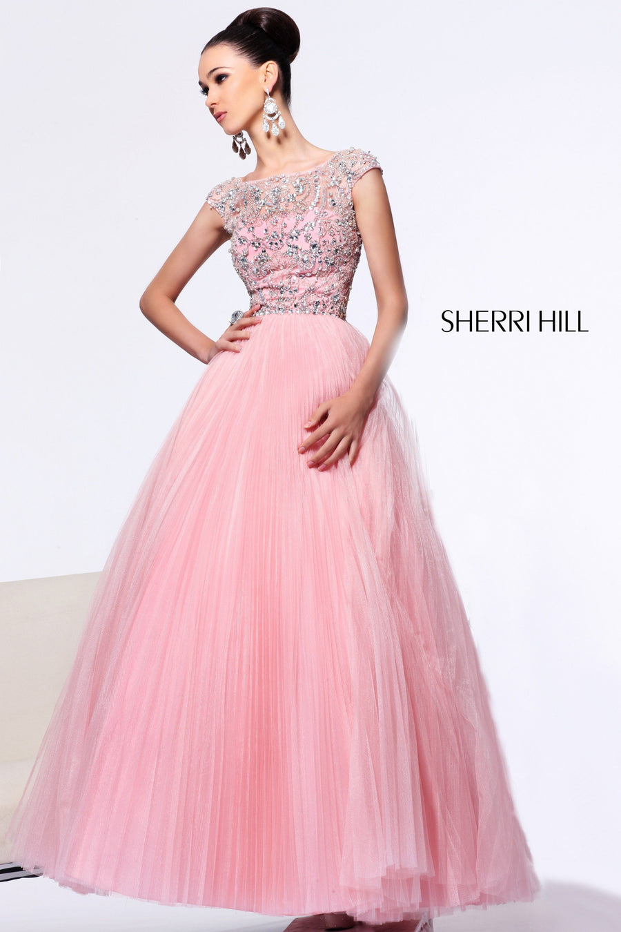 Sherri Hill style 2984 in nude/silver