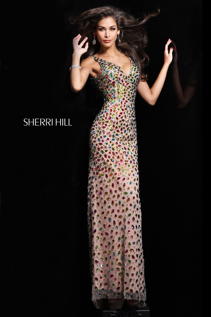 Sherri Hill style 11010 in nude/multi