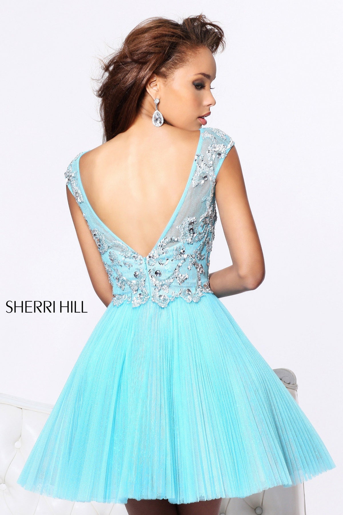 Sherri Hill 21032 cap-sleeve lace cocktail dress