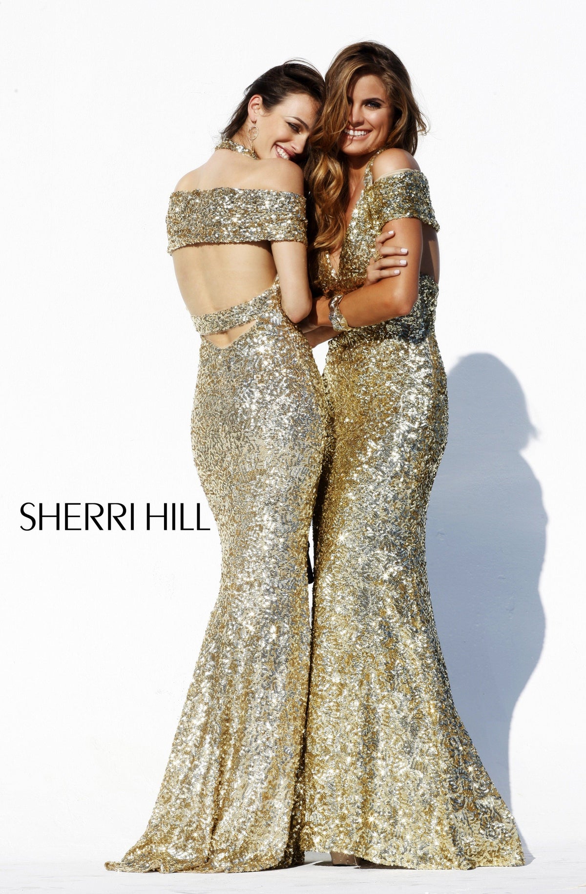 Sherri Hill 1820 two-piece sequin gown in gold