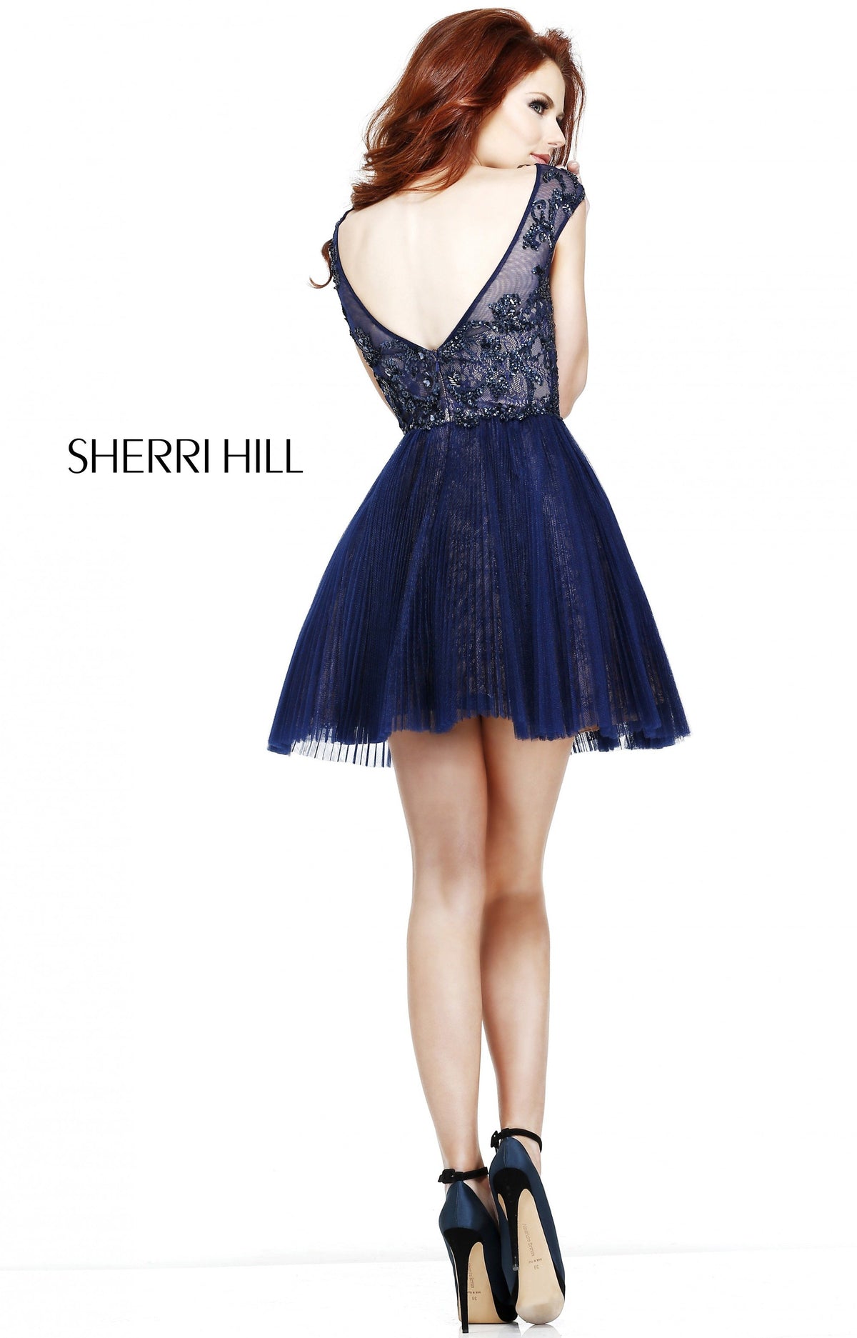 Sherri Hill 21032 cap-sleeve lace cocktail dress