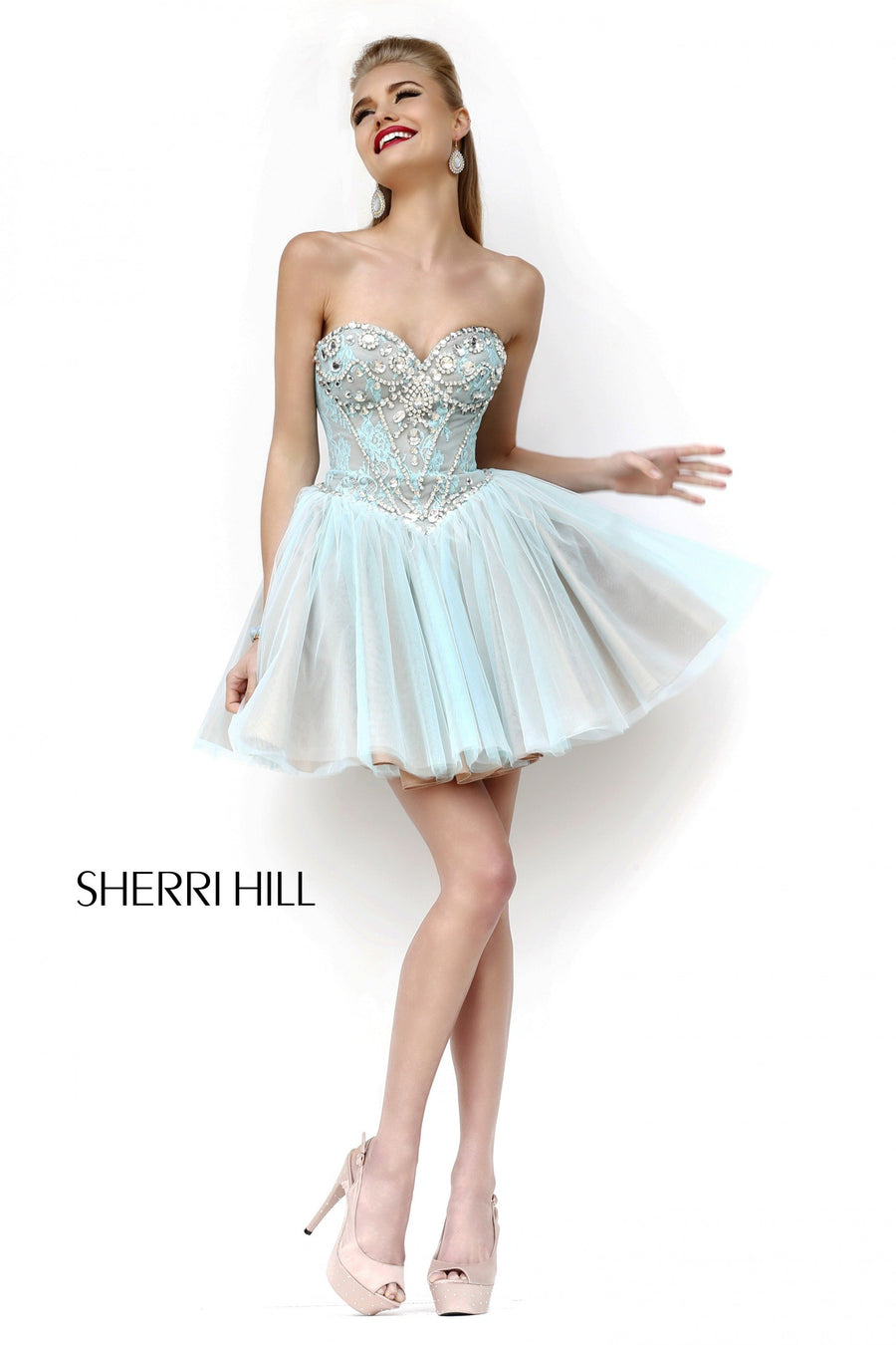 Sherri Hill style 21156 in ivory/silver