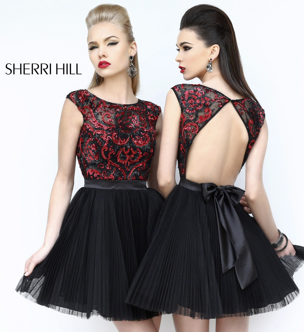 Sherri Hill 21167 cap-sleeve beaded cocktail dress