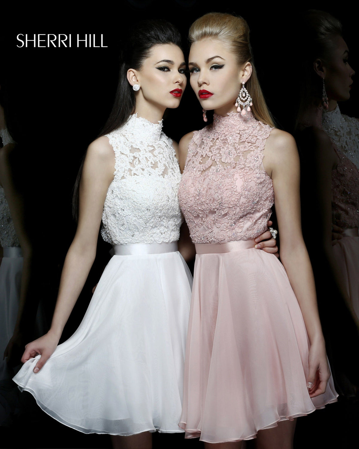 Sherri Hill 21184 lace bodice chiffon cocktail dress