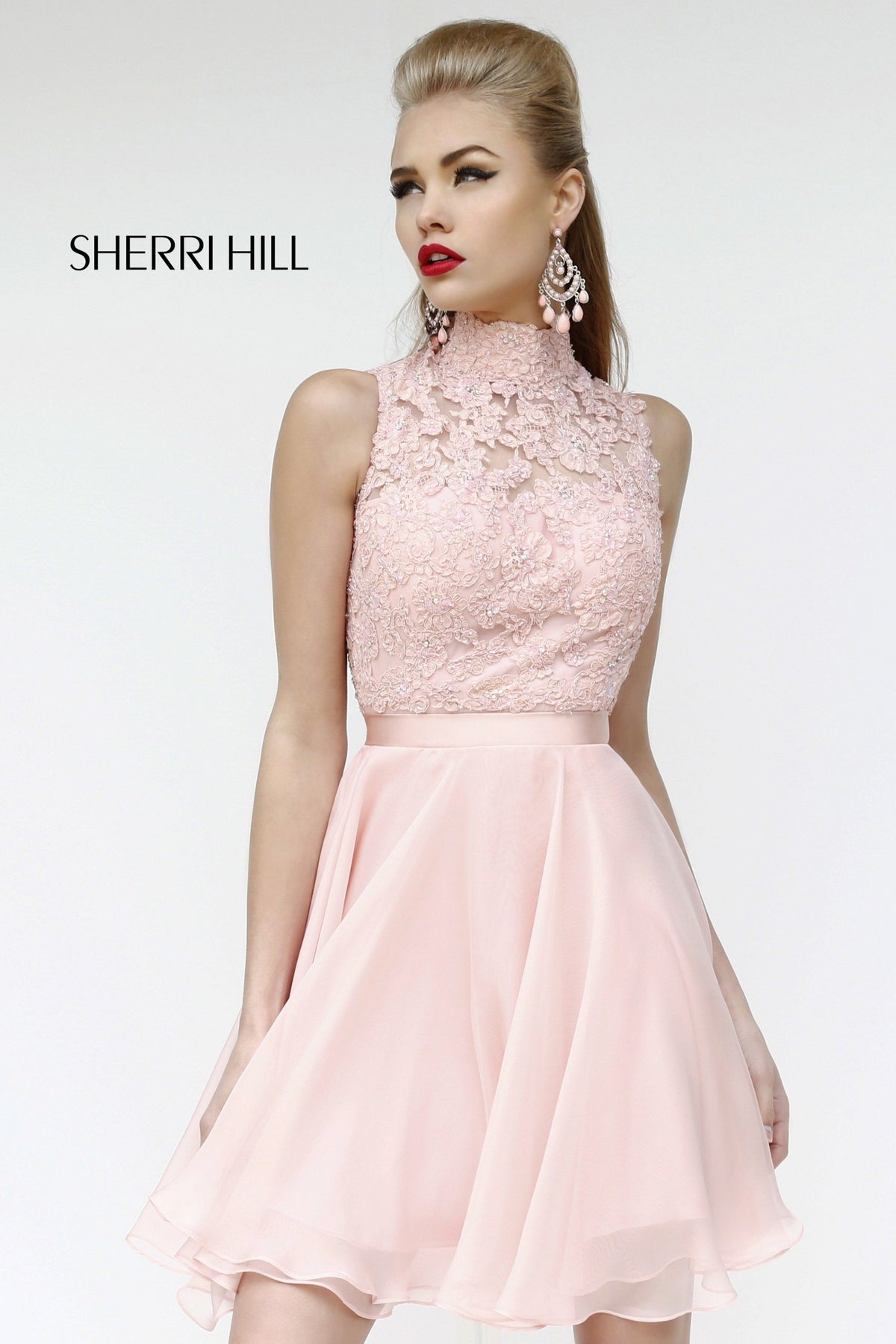 Sherri Hill 21184 lace bodice chiffon cocktail dress