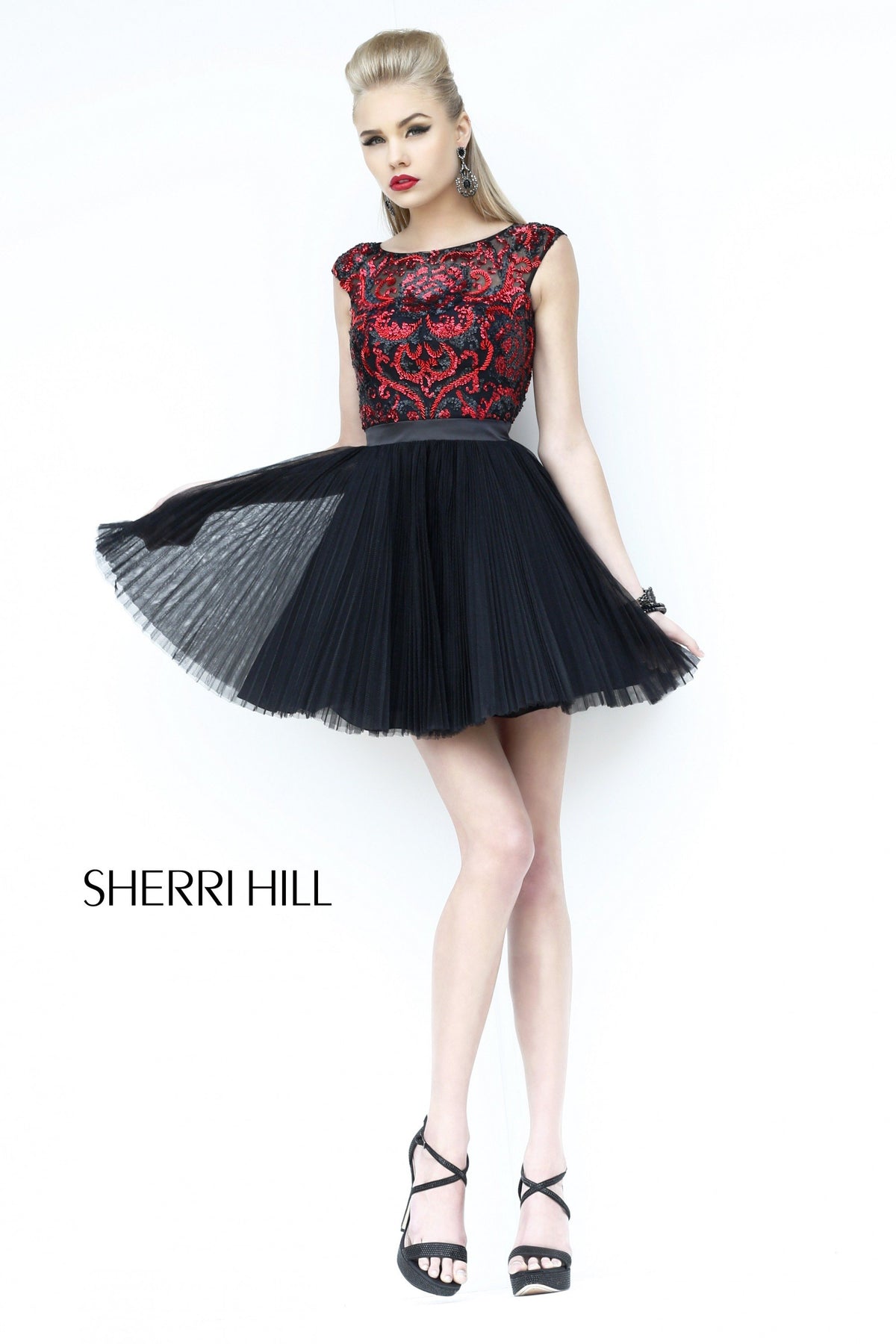 Sherri Hill 21167 cap-sleeve beaded cocktail dress