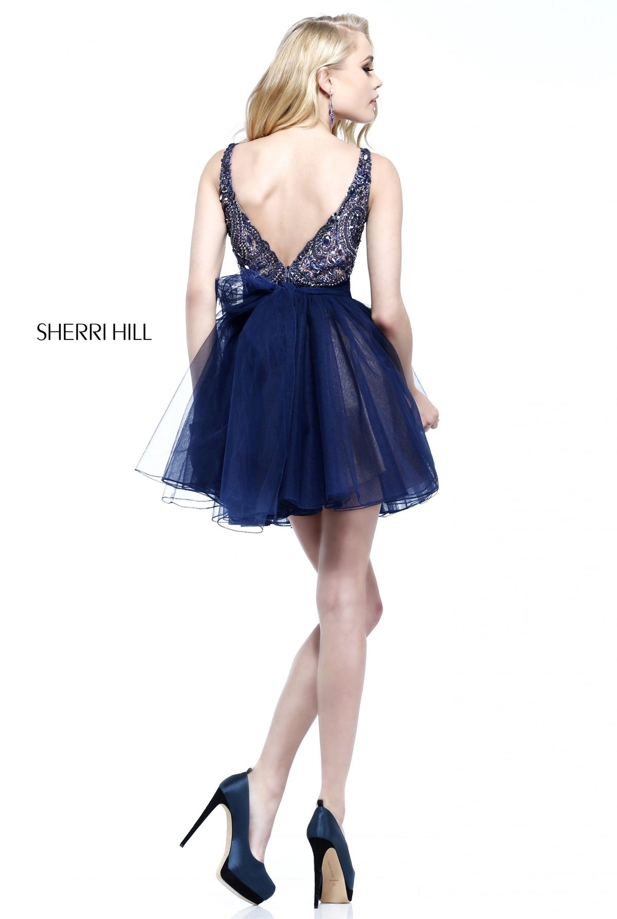 Sherri Hill 11032 beaded bodice cocktail dress with tulle skirt