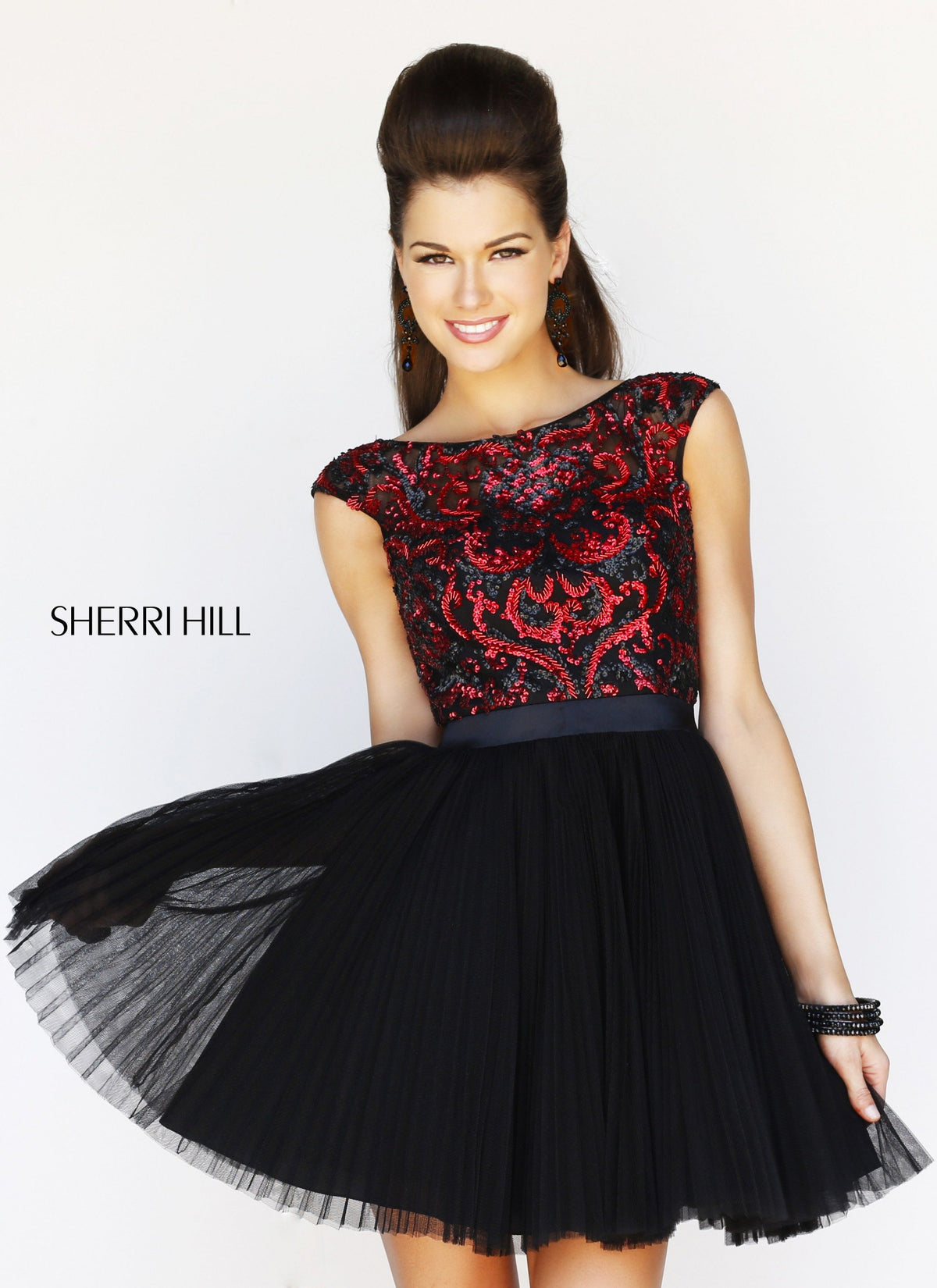 Sherri Hill 21167 cap-sleeve beaded cocktail dress