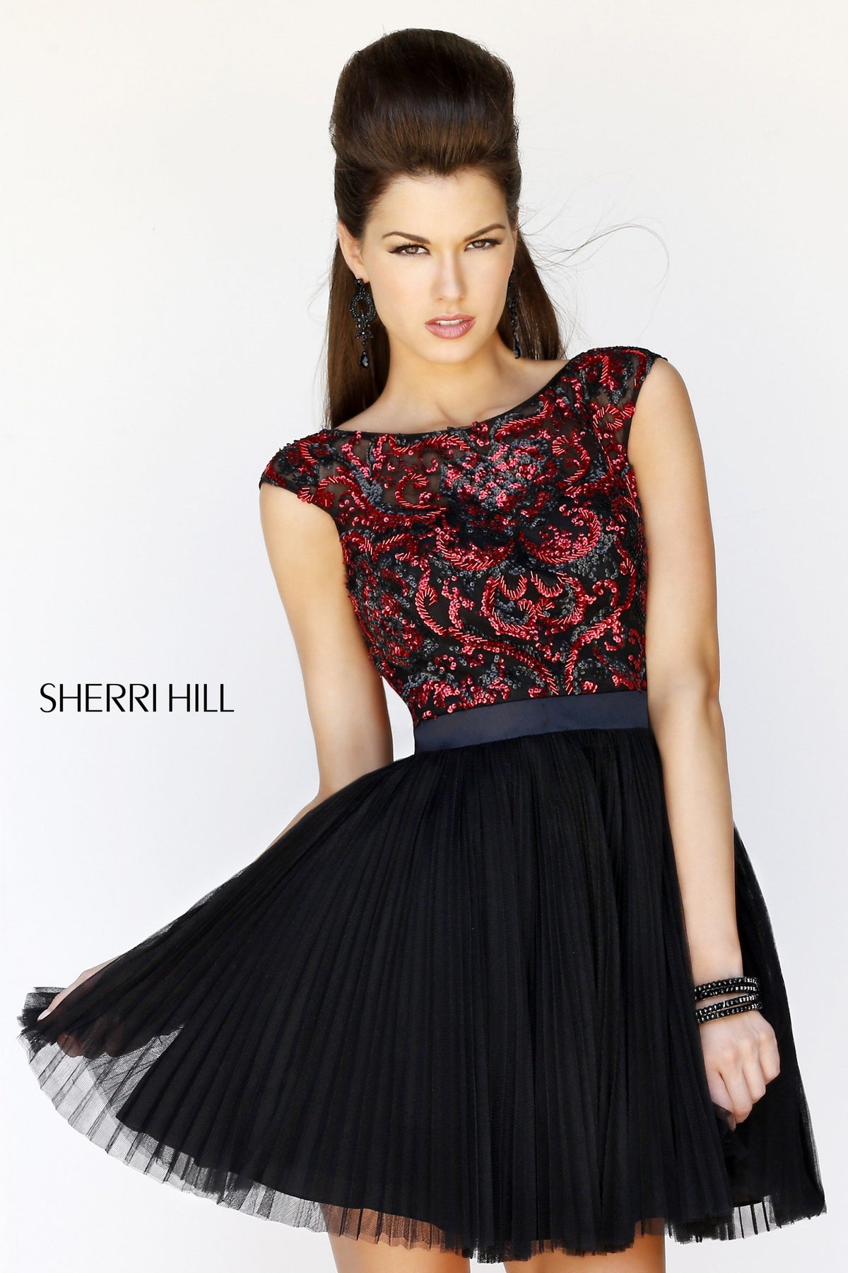 Sherri Hill 21167 cap-sleeve beaded cocktail dress