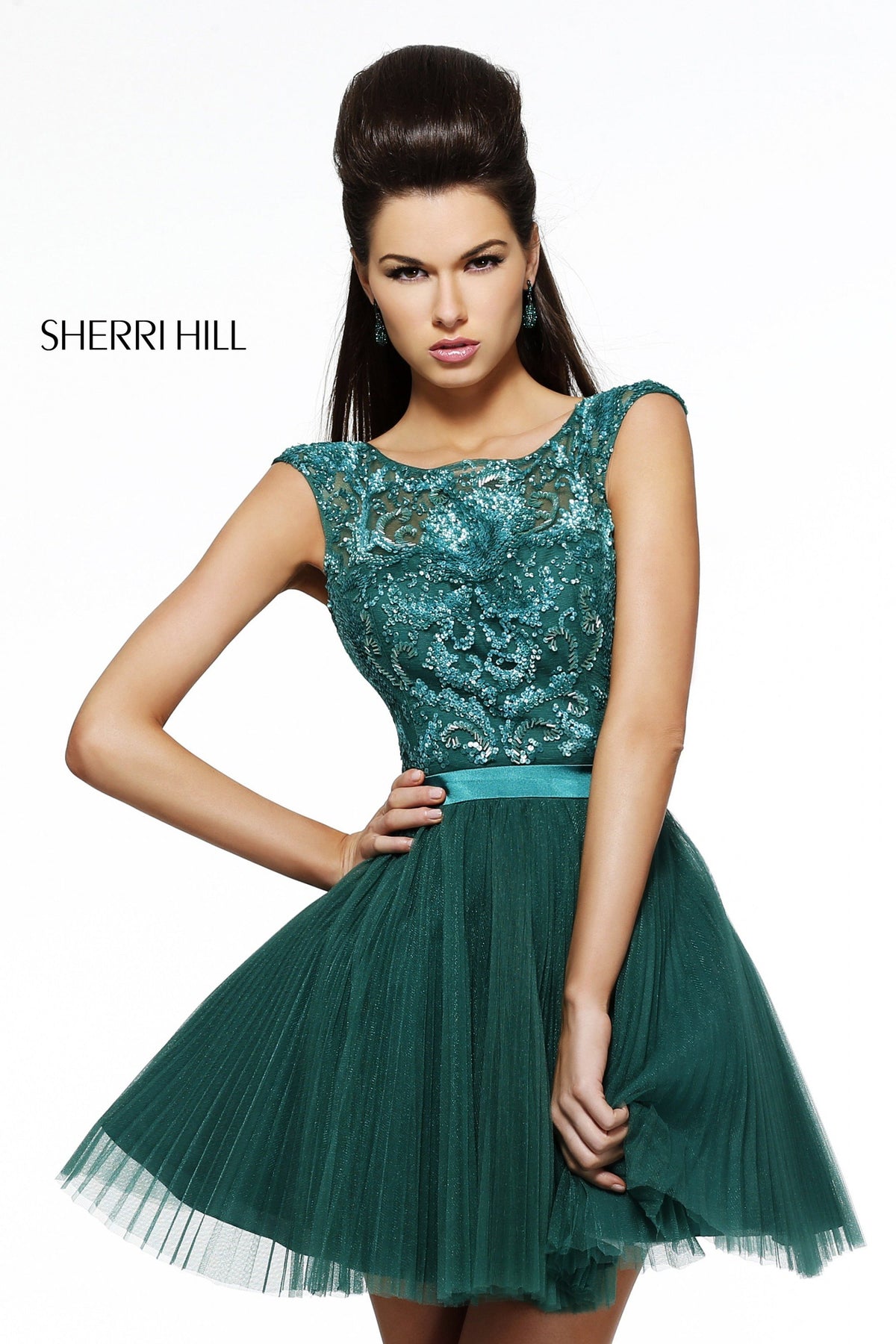 Sherri Hill 21167 cap-sleeve beaded cocktail dress