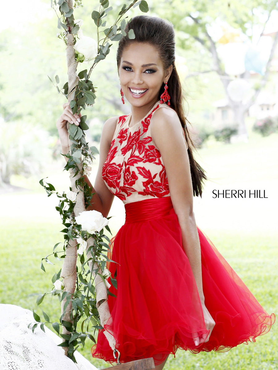 Sherri Hill style 21219 in navy/nude