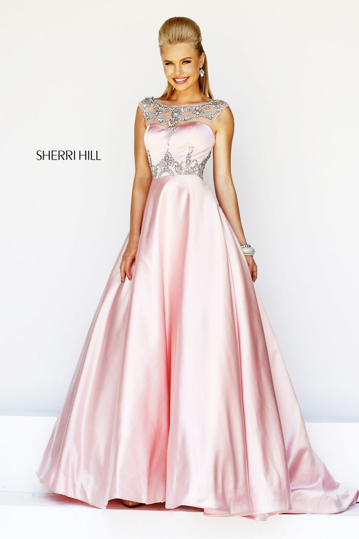 slim fit dress slacks Sherri Hill Strapless Basque Waist HoCo Dress 57414