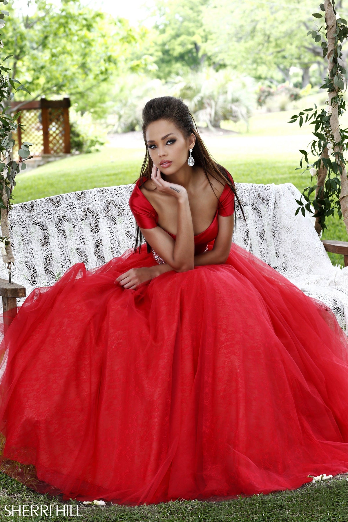 Sherri Hill 21249 two-piece ball gown with crop top