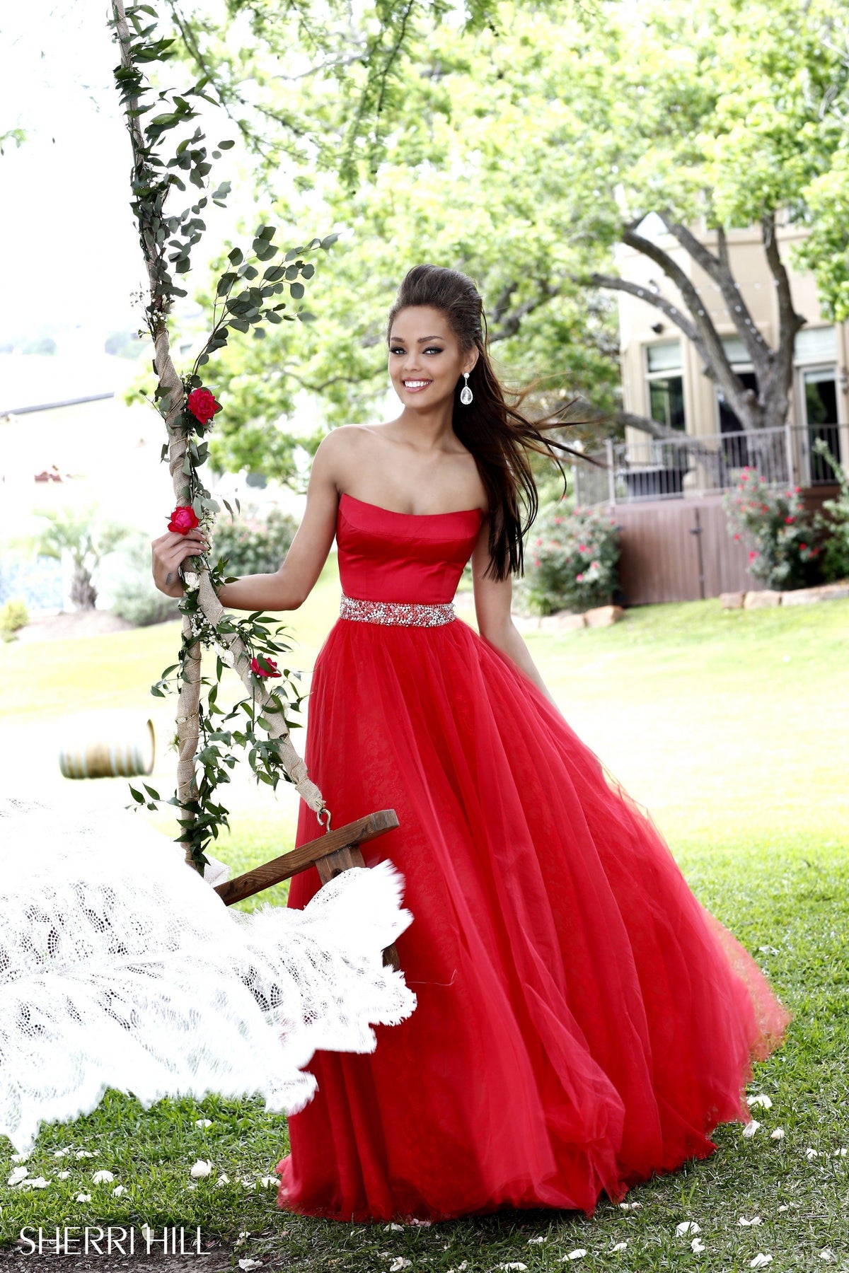 Sherri Hill 21249 two-piece ball gown with crop top